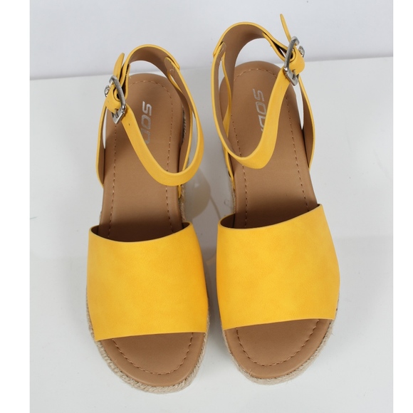 Size 10 Yellow Open Toe Halter Ankle Strap Espadr - Picture 5 of 7